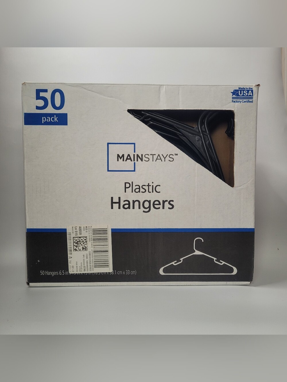 Mainstays Black Plastic Hangers 50 Pack